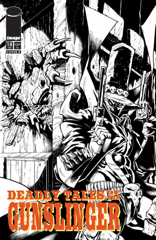 Comic book cover titled 'Deadly Tales of a Gunslinger' with black and white illustration.