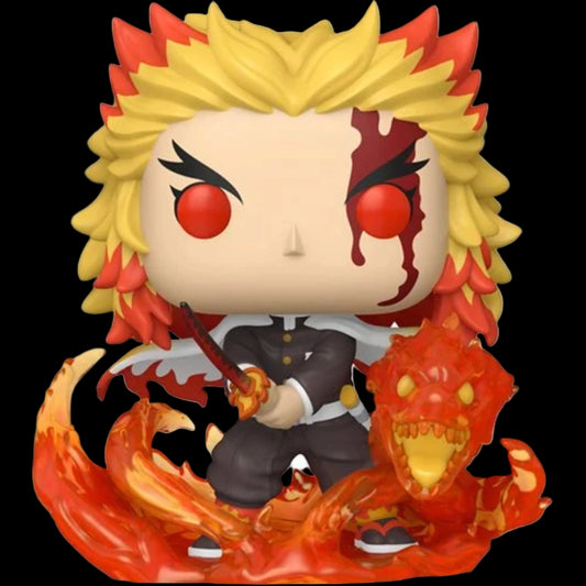 Funko Pop! vinyl figure with fiery design and character holding a sword on a white background