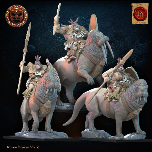 3D Printed Roroa Khan Tusker Riders by Lost Kingdom Miniatures