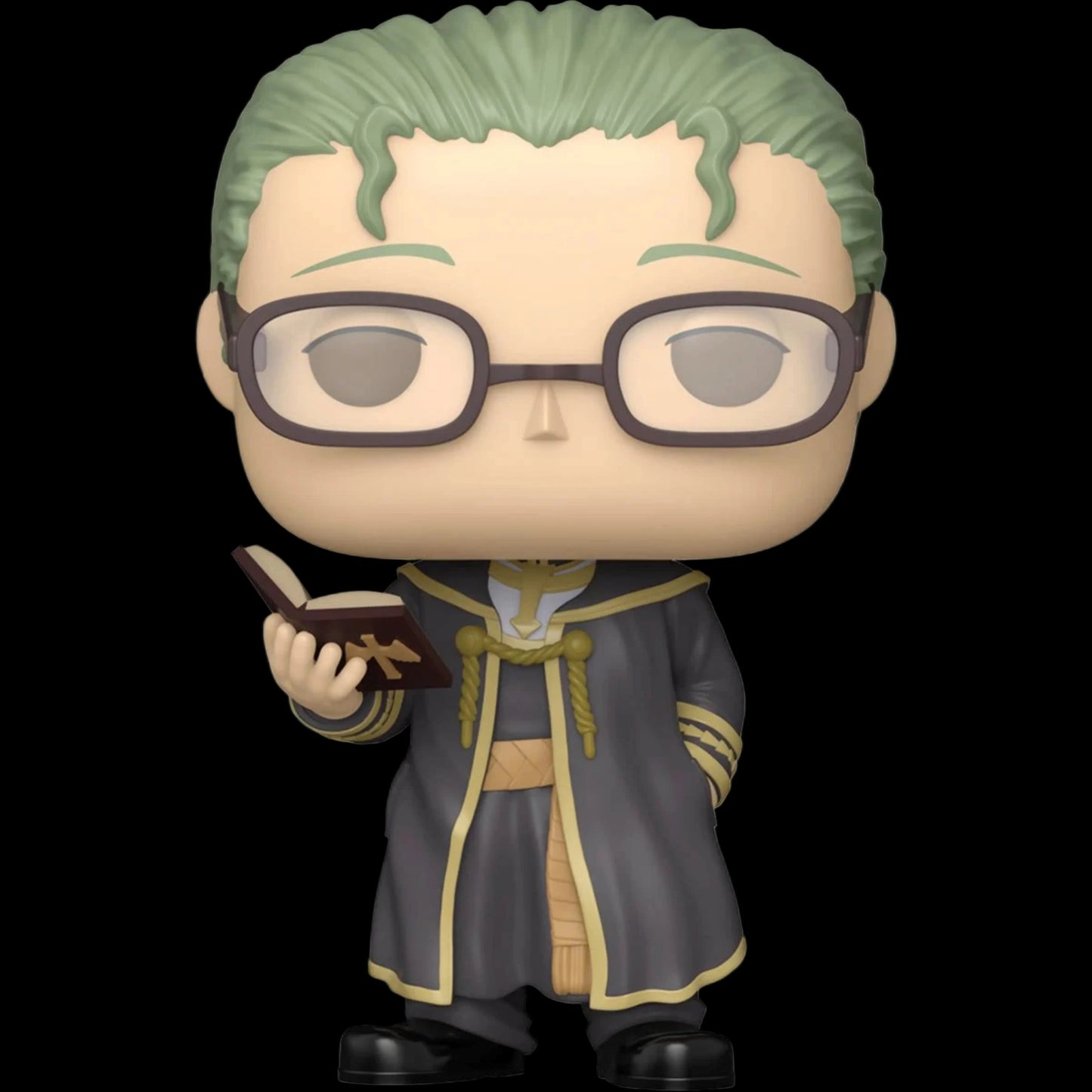 Funko Pop! vinyl figure of a character with green hair and glasses holding a book on a white background