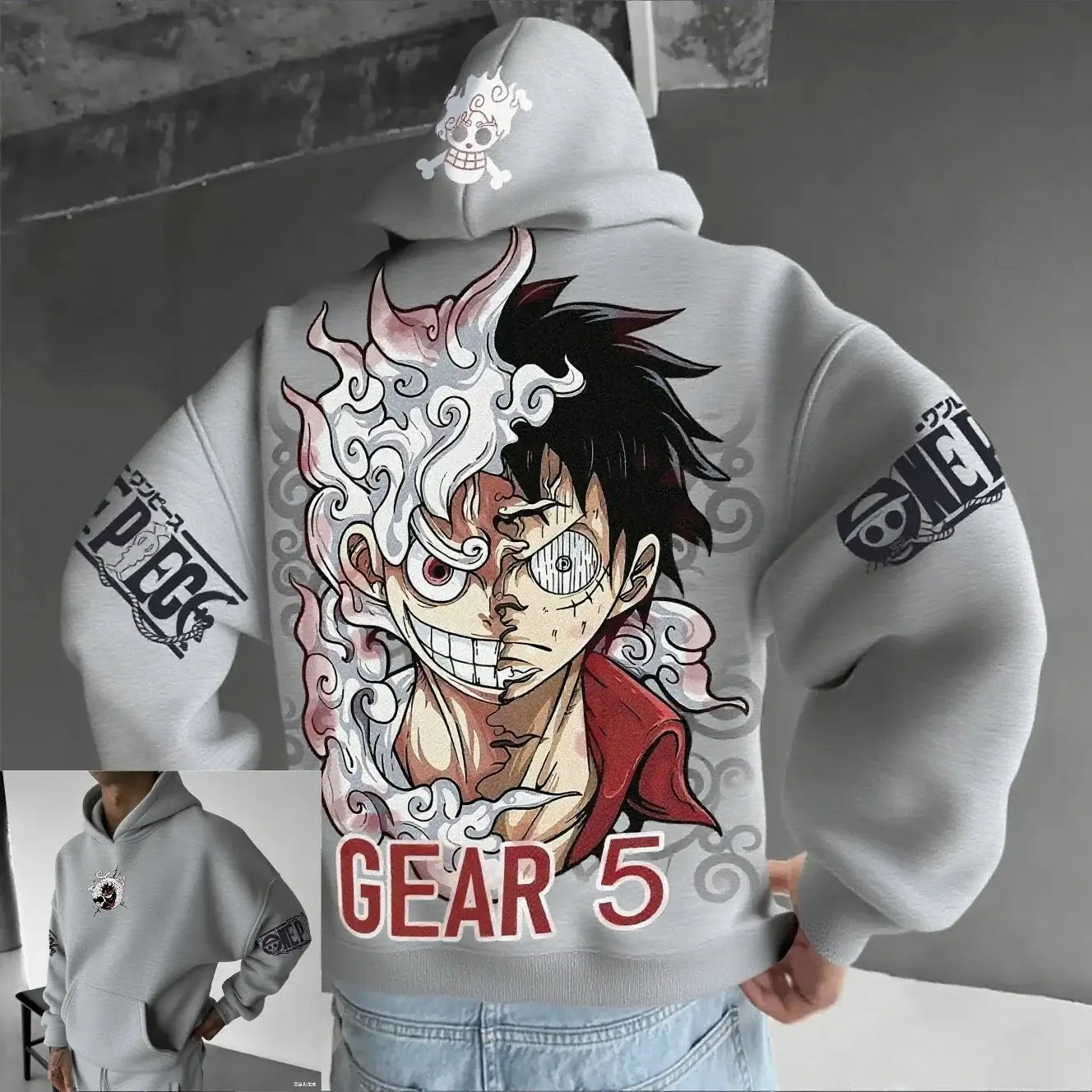 One Piece Luffy Gear 5 Nika Anime Hoodie Streetwear