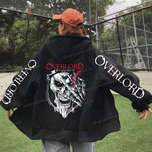 Overlord Horror Skull Hooded Shirt Harajuku Zip Up