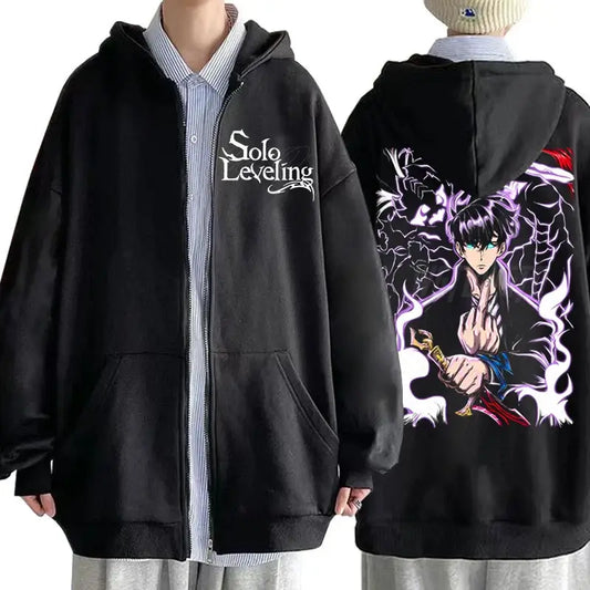 Solo Leveling Graphic Hoodie Streetwear Zip-Up