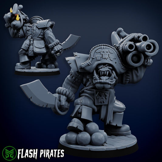 3d Printed Ork Pirate Cannon Warboss #4 by Mekka Miniatures