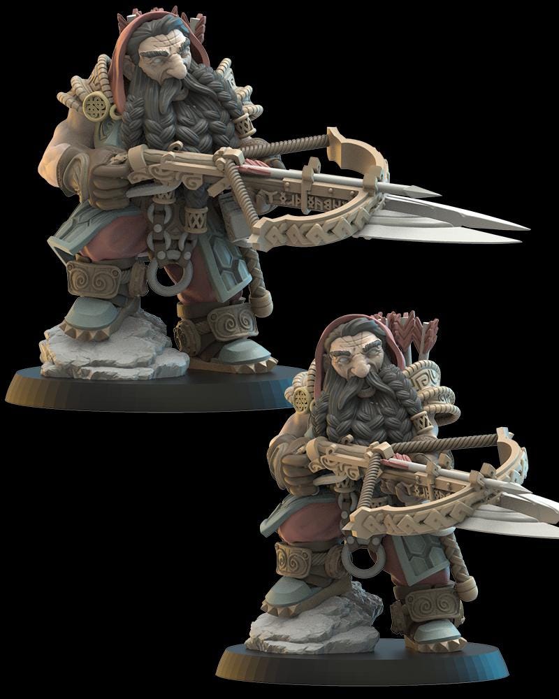 3d Printed Harald, Dwarf Armbrost Hero by Lost Kingdom Miniatures