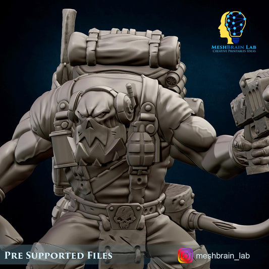 3d Printed Ork Commando with Energy Gun by Meshbrain Labs Miniatures