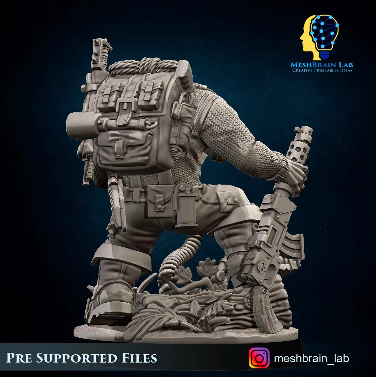 3d Printed Ork Commando Radio Operator by Meshbrain Labs