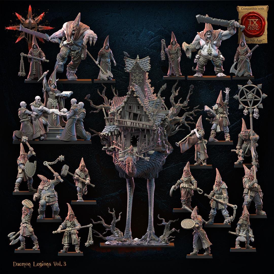 3D Printed Chaos Cultists Command Group by Lost Kingdom Miniatures