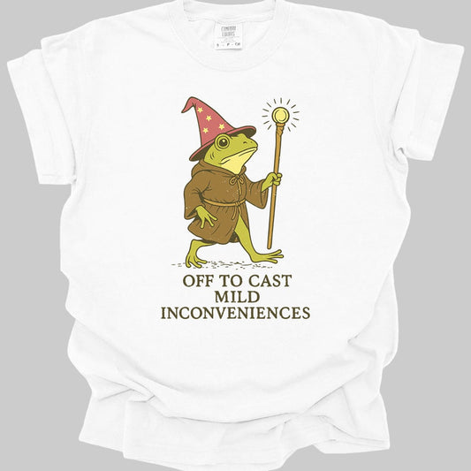 Off to Cast Mild Inconveniences – Wizard Frog T-Shirt - Comfort Colors