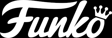 Funko logo script with crown on black background.