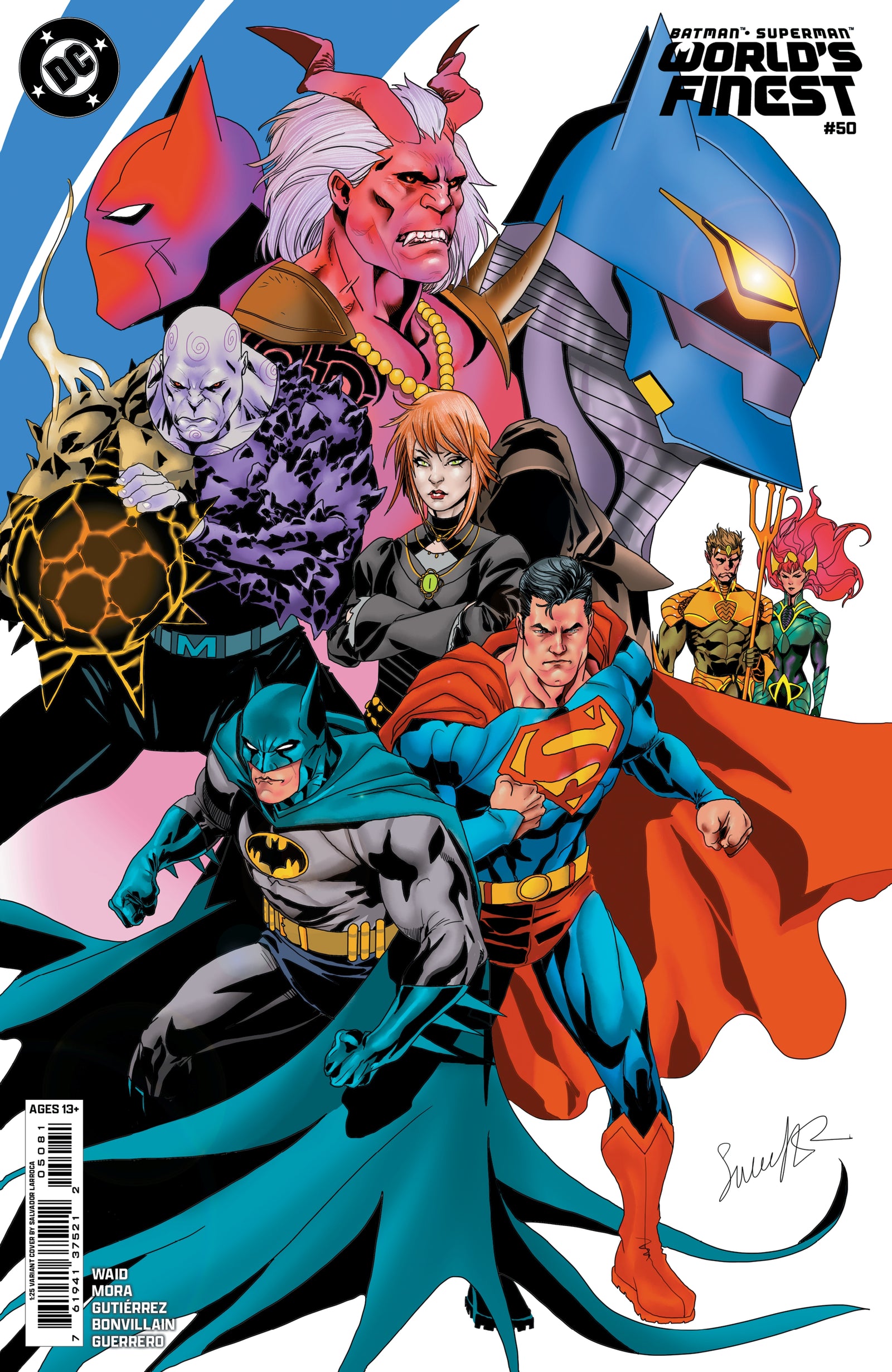 BATMAN SUPERMAN WORLDS FINEST #50 CVR I INC 1:25 SALVADOR LARROCA CARD STOCK VAR