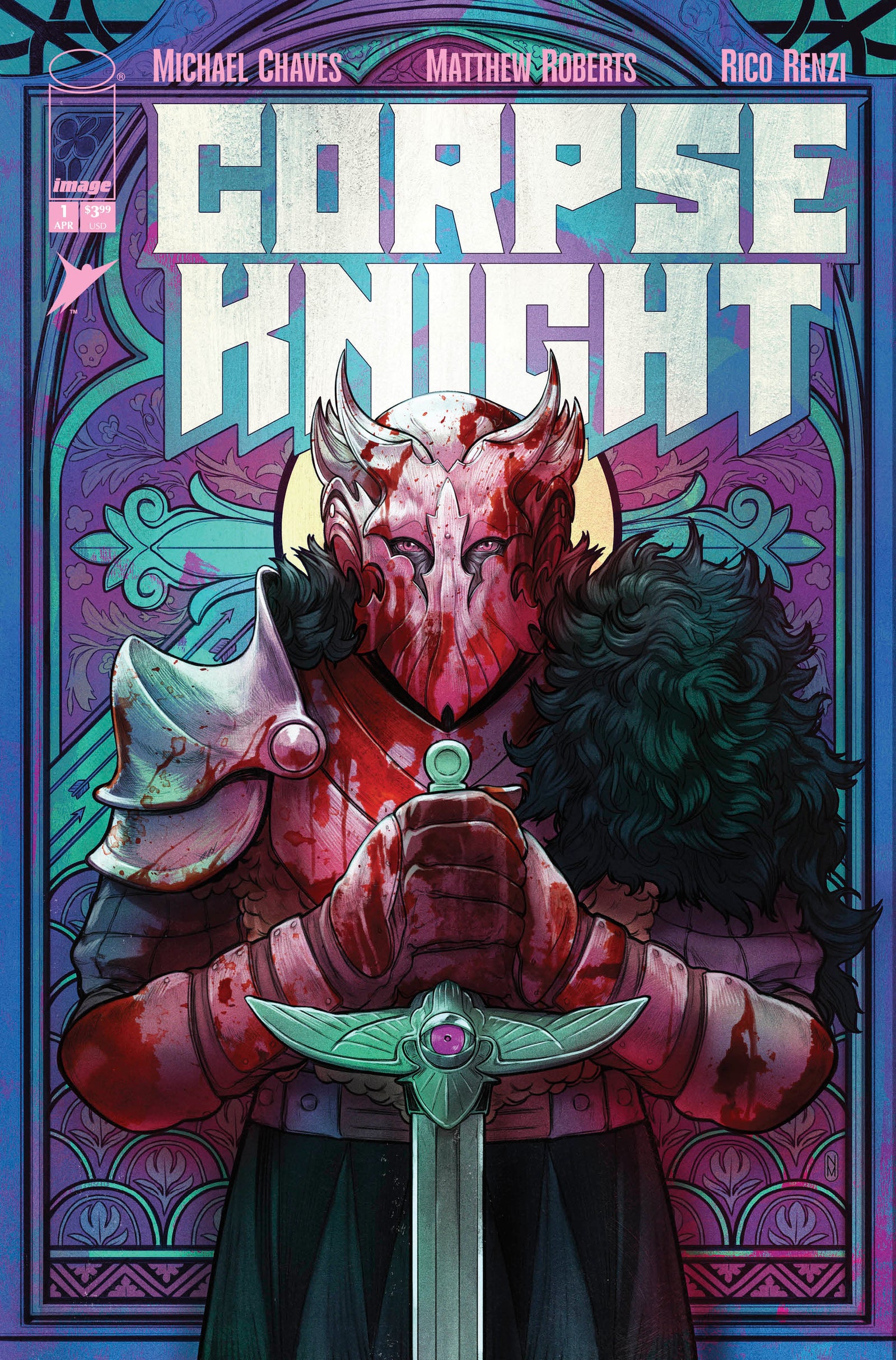 CORPSE KNIGHT #1 (OF 6) CVR D INC 1:25 NIMIT MALAVIA STAINED GLASS VAR (MR)