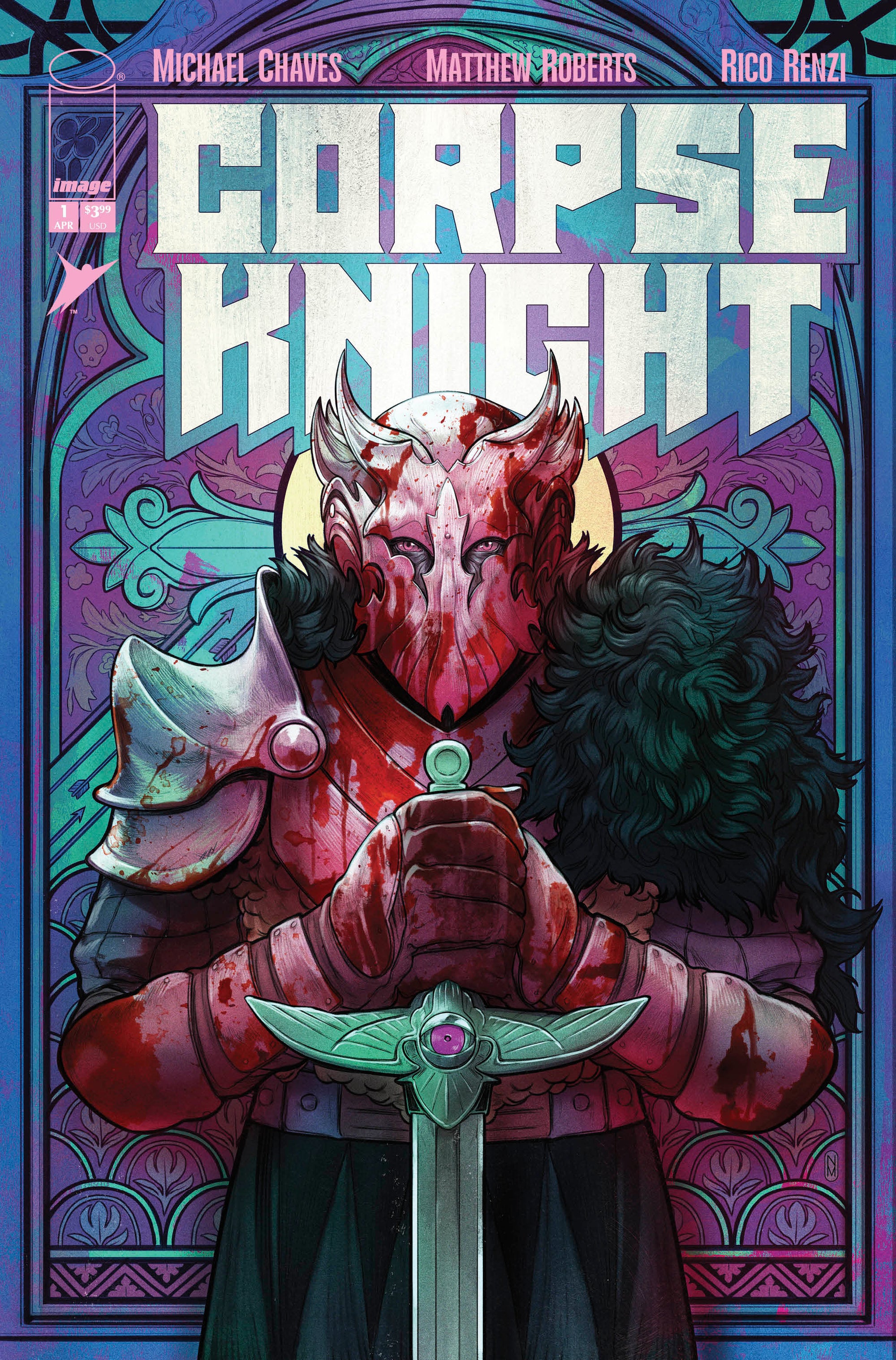 CORPSE KNIGHT #1 (OF 6) CVR D INC 1:25 NIMIT MALAVIA STAINED GLASS VAR (MR)