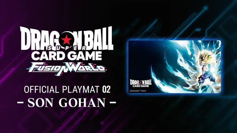 Official Playmat 02 featuring Son Gohan from Dragon Ball, with vibrant character artwork and colorful design.