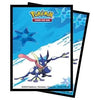Pokemon TCG Greninja deck protector sleeves, set of 65, featuring vibrant design and durable material for card protection.