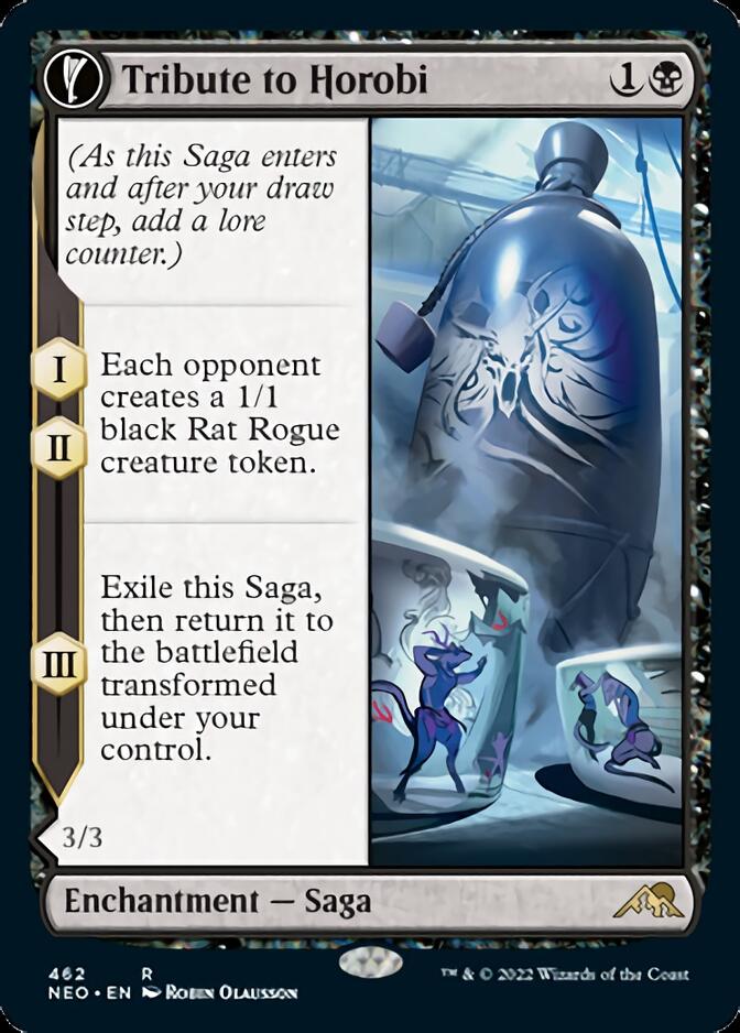 Tribute to Horobi // Echo of Death's Wail (NEO-462) - Kamigawa: Neon Dynasty: (Extended Art, fandfc, enchantment)