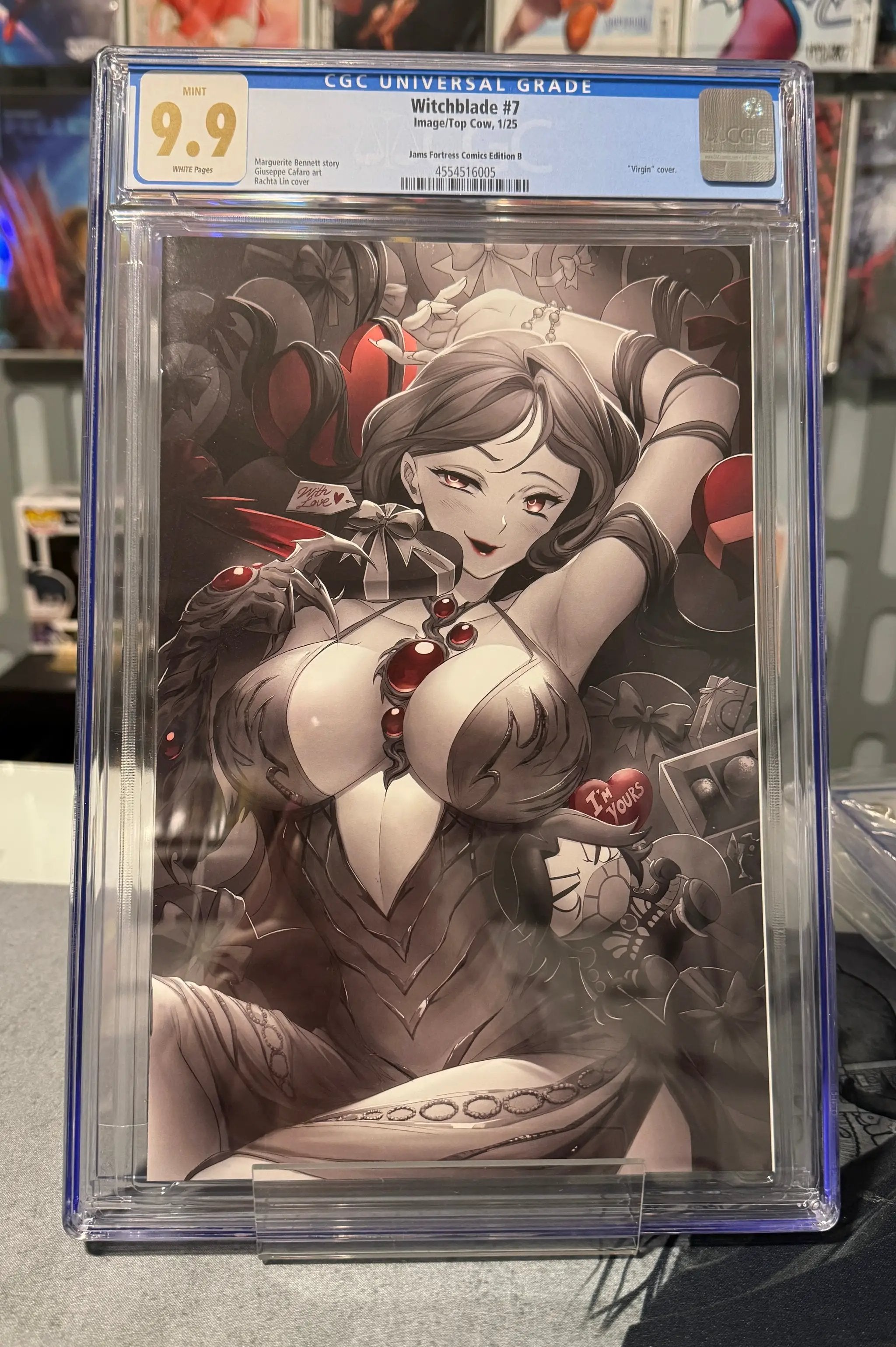 Comic book WITCHBLADE #7 Rachta Lin Color Splash by JAMS Fortress Comics, CGC 9.9 grade, featuring vibrant cover art.