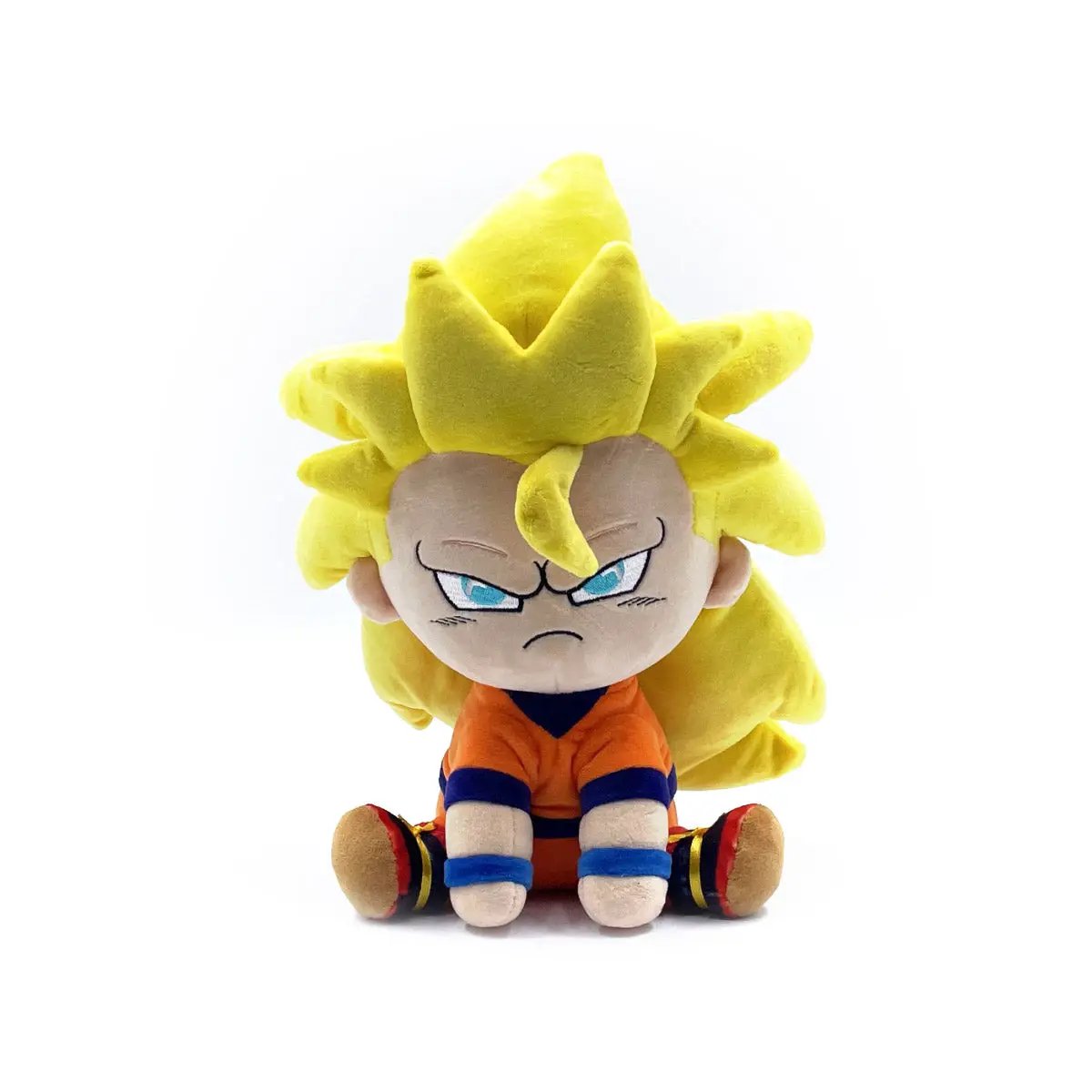 Super Saiyan Goku plush from Dragon Ball Z by THE MIGHTY HOBBY SHOP, featuring a 9-inch soft, detailed plush of the iconic character.