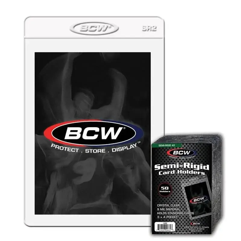 Semi-rigid card holder from THE MIGHTY HOBBY SHOP, showcasing a clear plastic wallet for storing collectible cards.