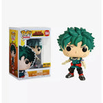 Vinyl figure of Deku from My Hero Academia Funko Pop! Animation, exclusive collectible toy with detailed character design.