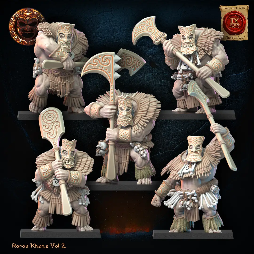 3D Printed Roroa Khans Tiki Regiment by Lost Kingdom Miniatures by Last Hope Miniatures
