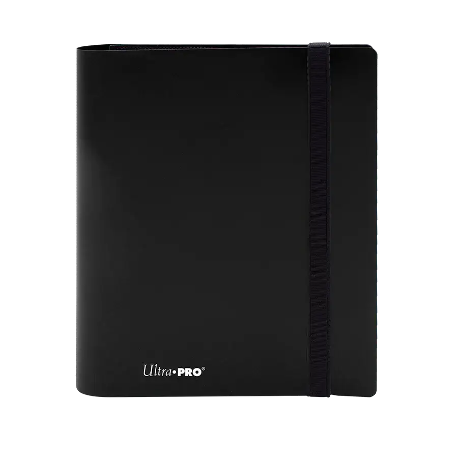 Eclipse 4-Pocket PRO-Binder by THE MIGHTY HOBBY SHOP in Jet Black showing front view with four pockets for organizing documents