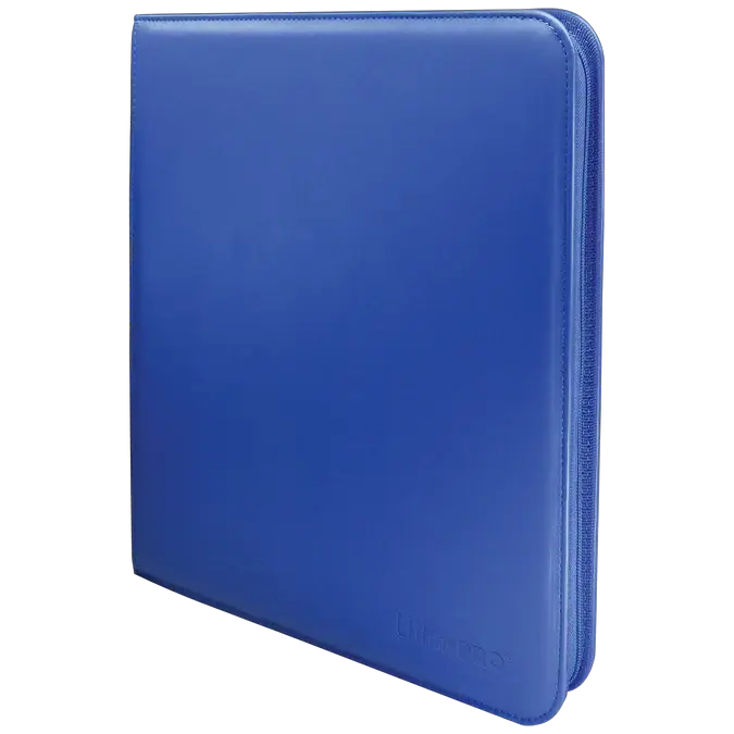 Blue Vivid 12-Pocket Zippered PRO-Binder from THE MIGHTY HOBBY SHOP with multiple storage compartments and secure zipper closure.