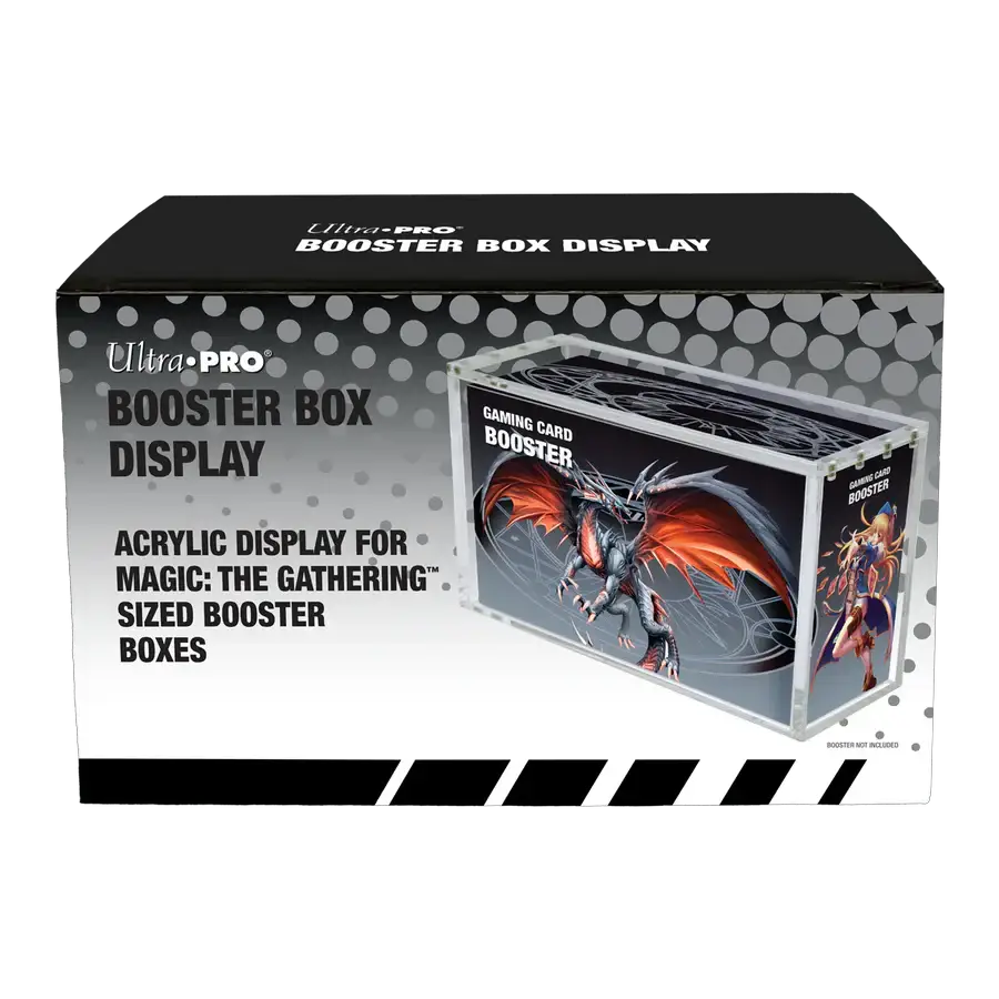 Acrylic booster box display for Magic: The Gathering by THE MIGHTY HOBBY SHOP, showcasing a clear, sturdy stand for booster packs.