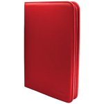 Red Vivid 9-Pocket Zippered PRO-Binder by THE MIGHTY HOBBY SHOP with multiple storage pockets and secure zipper closure.