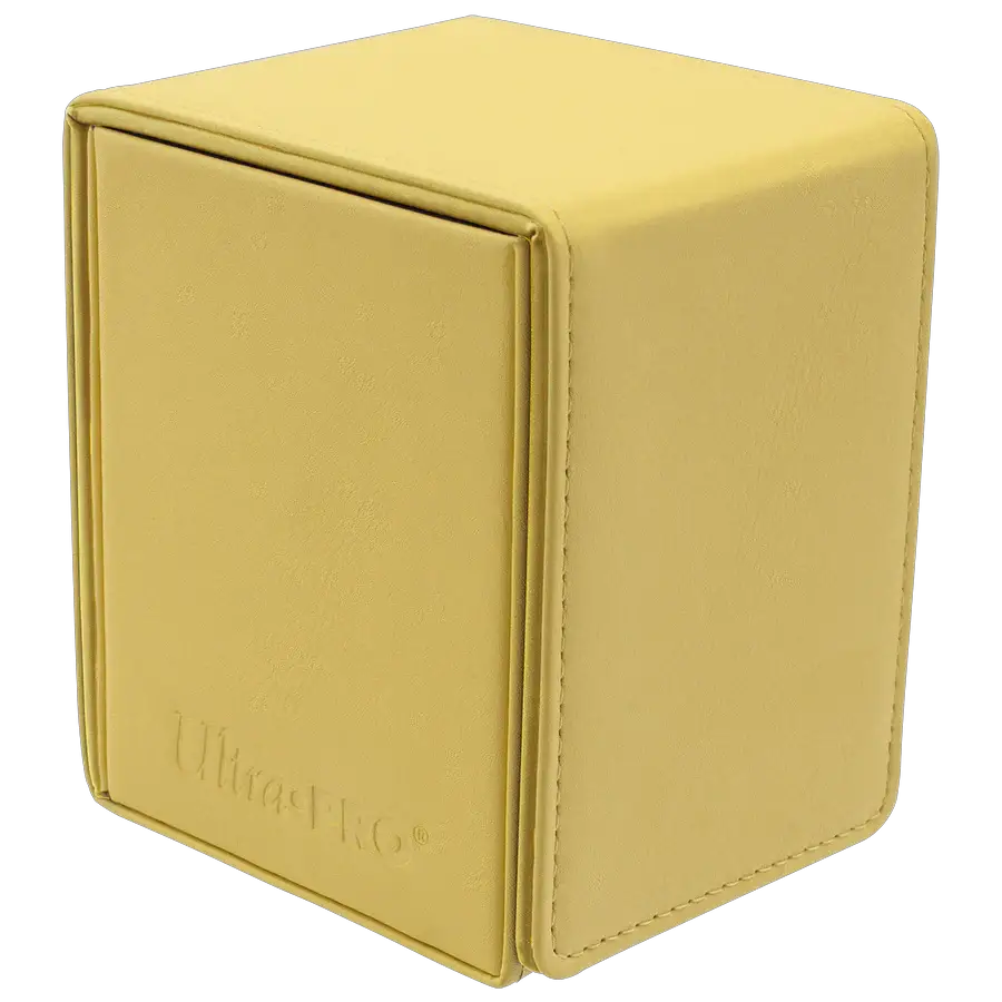 Vivid Alcove Flip Deck Box by THE MIGHTY HOBBY SHOP, showing open flip-top lid and colorful design for storing trading cards.