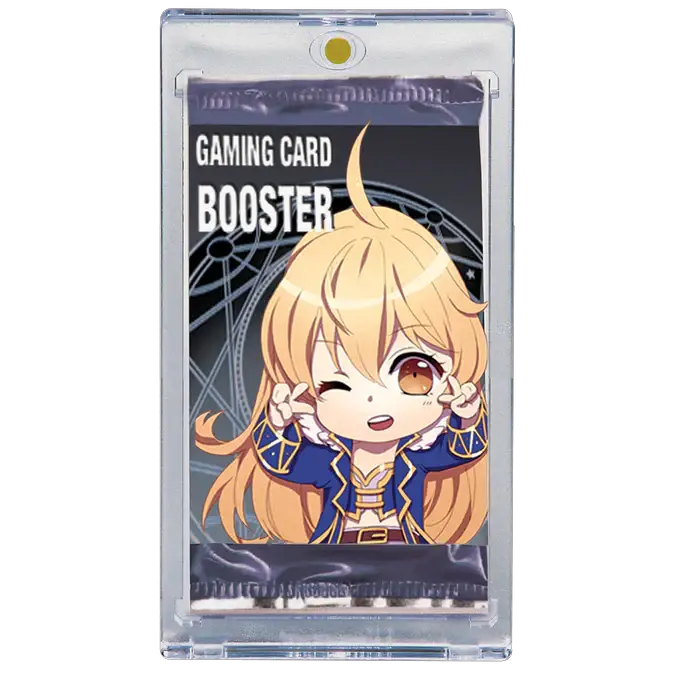 UV ONE-TOUCH Magnetic Holder for Booster Pack by THE MIGHTY HOBBY SHOP, showing a clear plastic holder with a booster pack inserted.