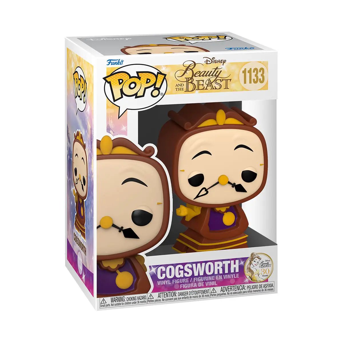 Disney POP! Cogsworth figure from Beauty and the Beast by THE MIGHTY HOBBY SHOP, detailed collectible plush toy.