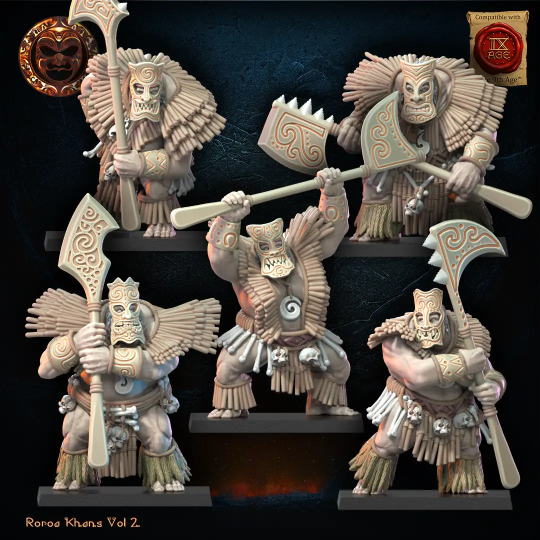 3D Printed Roroa Khans Tiki Regiment by Lost Kingdom Miniatures by Last Hope Miniatures