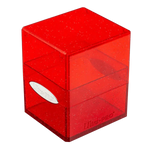 Red glitter satin cube from THE MIGHTY HOBBY SHOP, closed empty satin cube with shiny, textured surface.