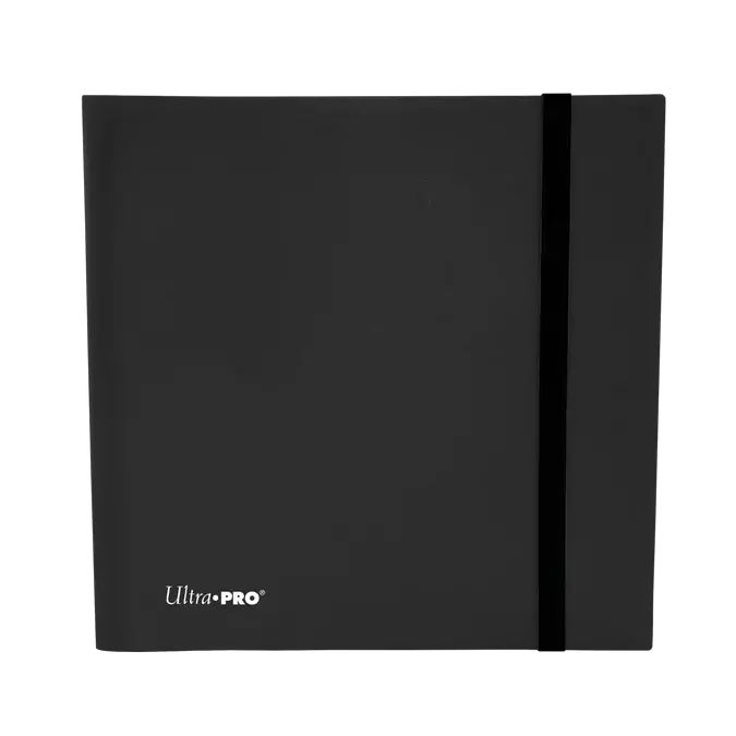 Black Eclipse 12-Pocket PRO-Binder from THE MIGHTY HOBBY SHOP with 12 clear pockets for organizing documents or collectibles.