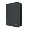 Four-pocket zippered PRO-Binder toploader from THE MIGHTY HOBBY SHOP showing clear plastic sleeves and secure zipper closure.