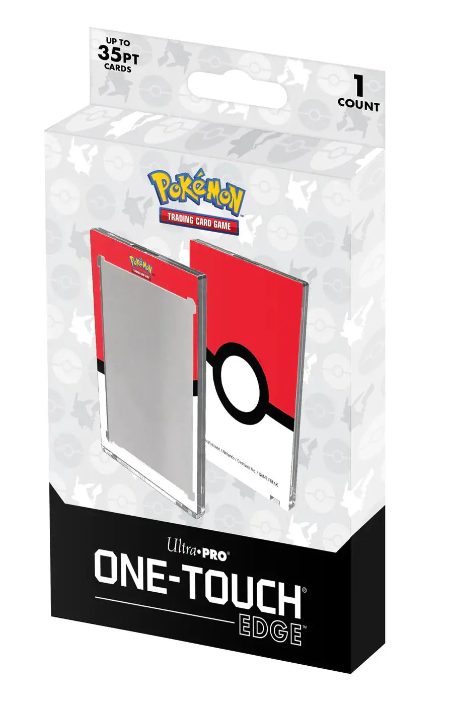 Ultra Pro 35PT UV One-Touch Magnetic Poke Ball holder, clear acrylic display case for trading cards.