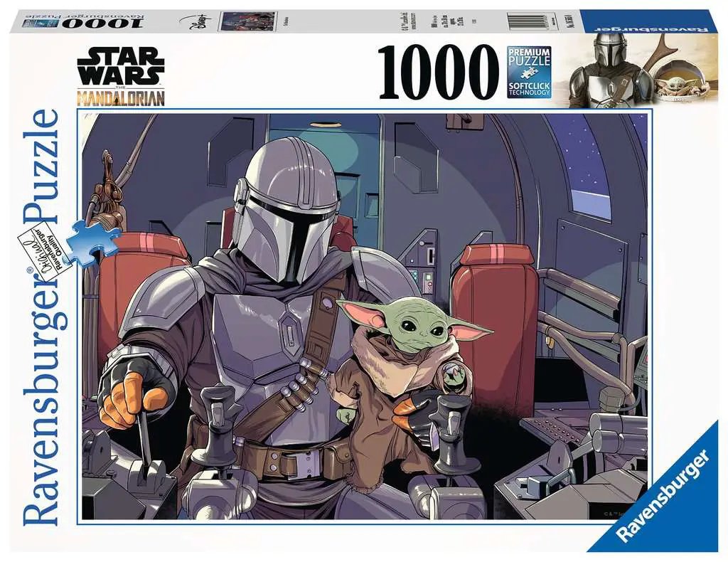 Star Wars: The Mandalorian 1000-piece puzzle by THE MIGHTY HOBBY SHOP featuring Mandalorian characters and vibrant space scene