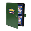 Green Pokémon trading card binder with four pockets and snap closures, designed for the Pokémon Trading Card Game.