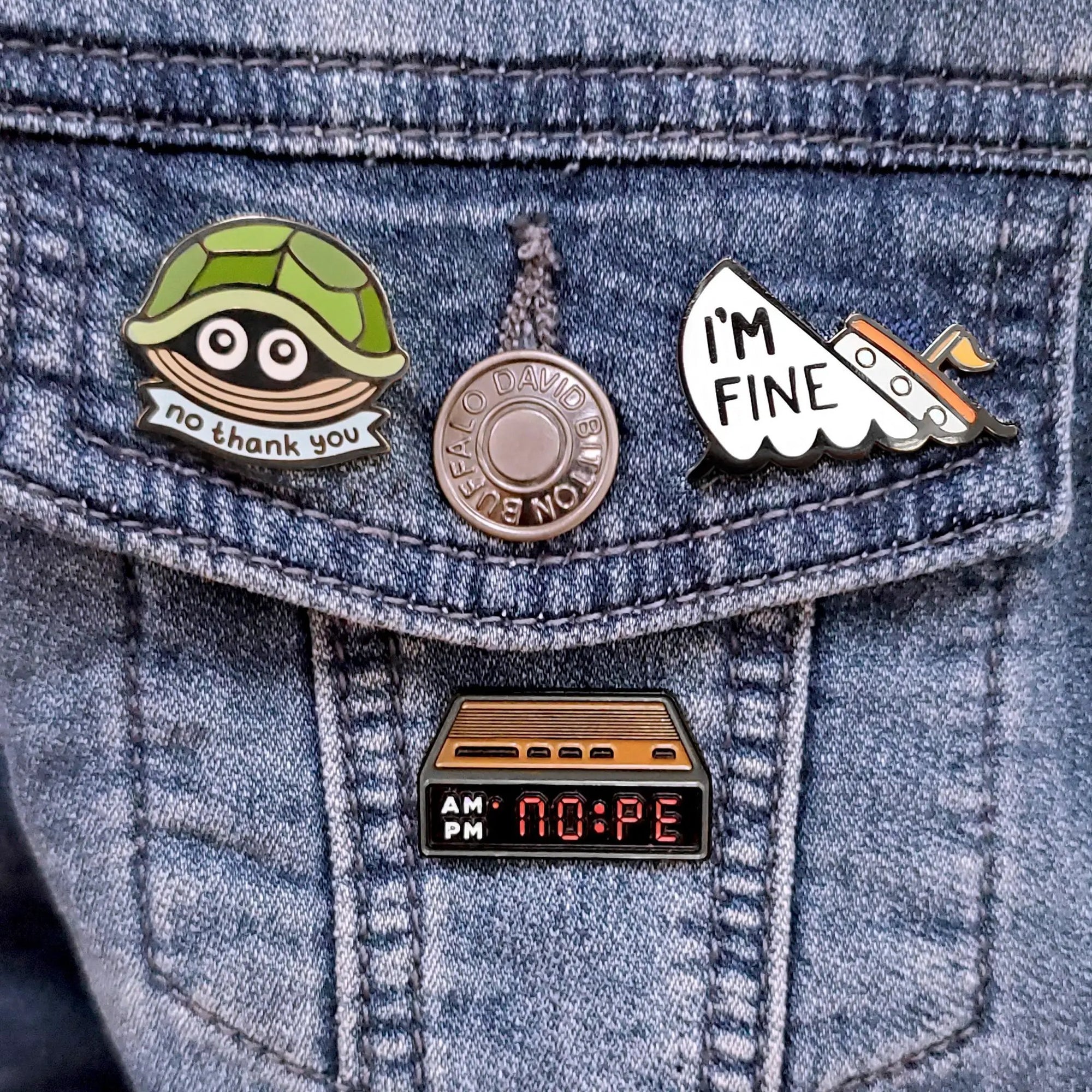 I'm Fine Boat Pin by Kolorspun