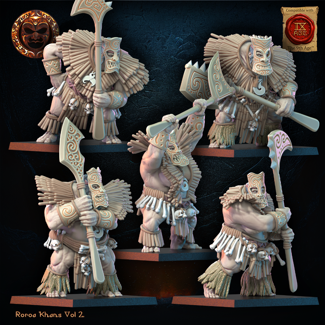 3D Printed Roroa Khans Tiki Regiment by Lost Kingdom Miniatures