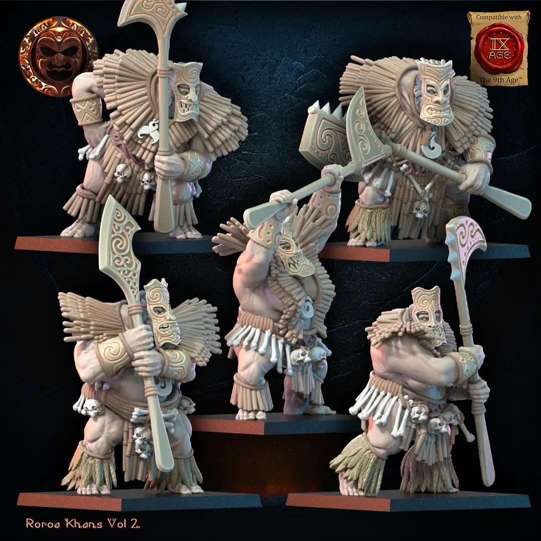 3D Printed Roroa Khans Tiki Regiment by Lost Kingdom Miniatures by Last Hope Miniatures