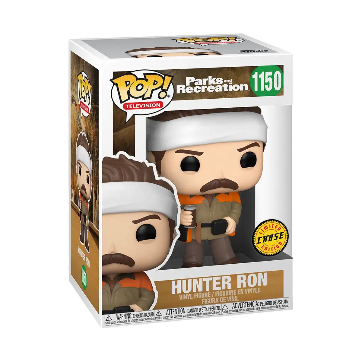 Pop! TV figure of Hunter Ron Swanson from Parks and Recreation, collectible toy in Chase Bundle style by THE MIGHTY HOBBY SHOP