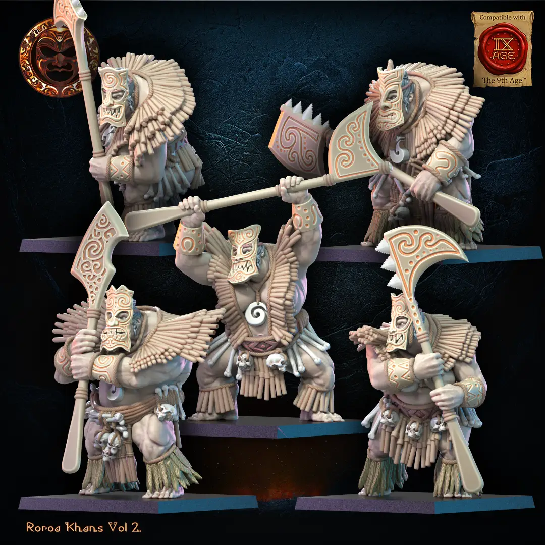 3D Printed Roroa Khans Tiki Regiment by Lost Kingdom Miniatures by Last Hope Miniatures