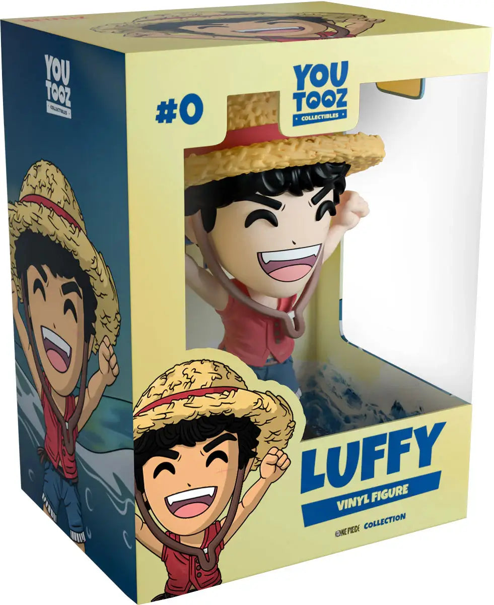 Youtooz One Piece Luffy collectible figure by THE MIGHTY HOBBY SHOP, featuring Luffy in his iconic outfit and pose.