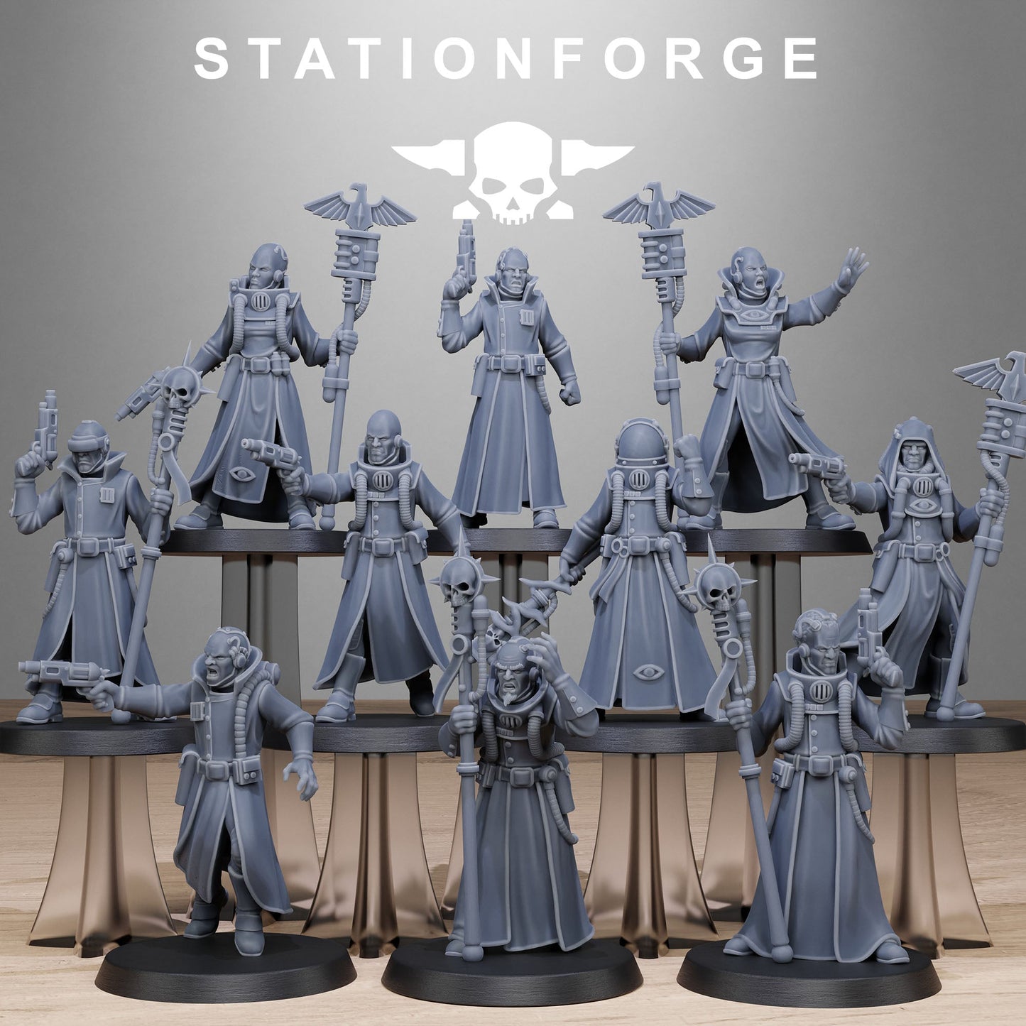3D Printed GrimCorp Seers by StationForge Miniatures