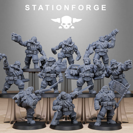 3D Printed GrimGuard Jungle Fighter Mutants x10 by StationForge Miniatures