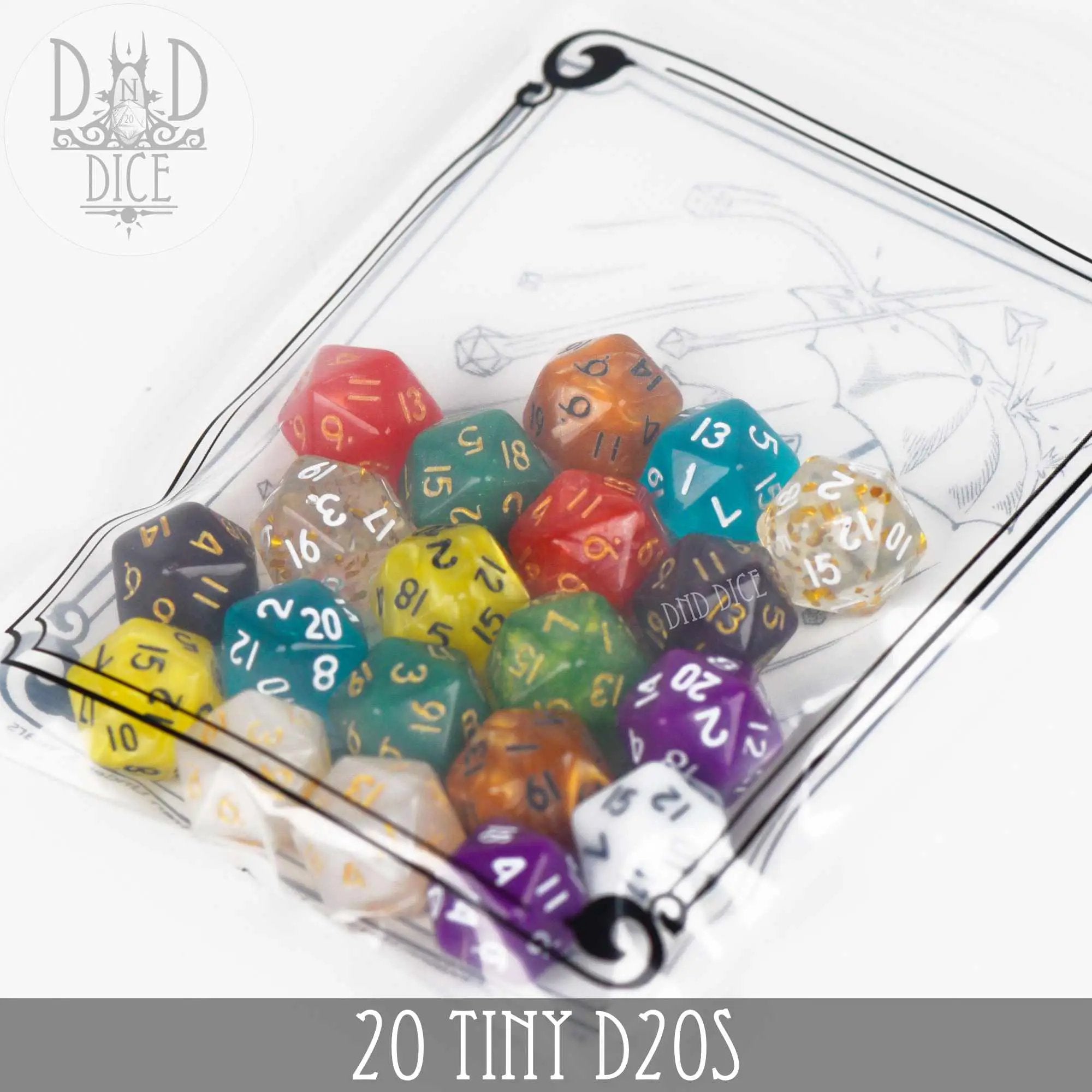 20 Tiny D20s by DNDDICE.COM