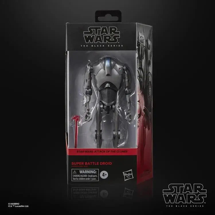 Star Wars The Black Series 6-inch Super Battle Droid action figure from Attack of the Clones, detailed toy figure in a dynamic pose