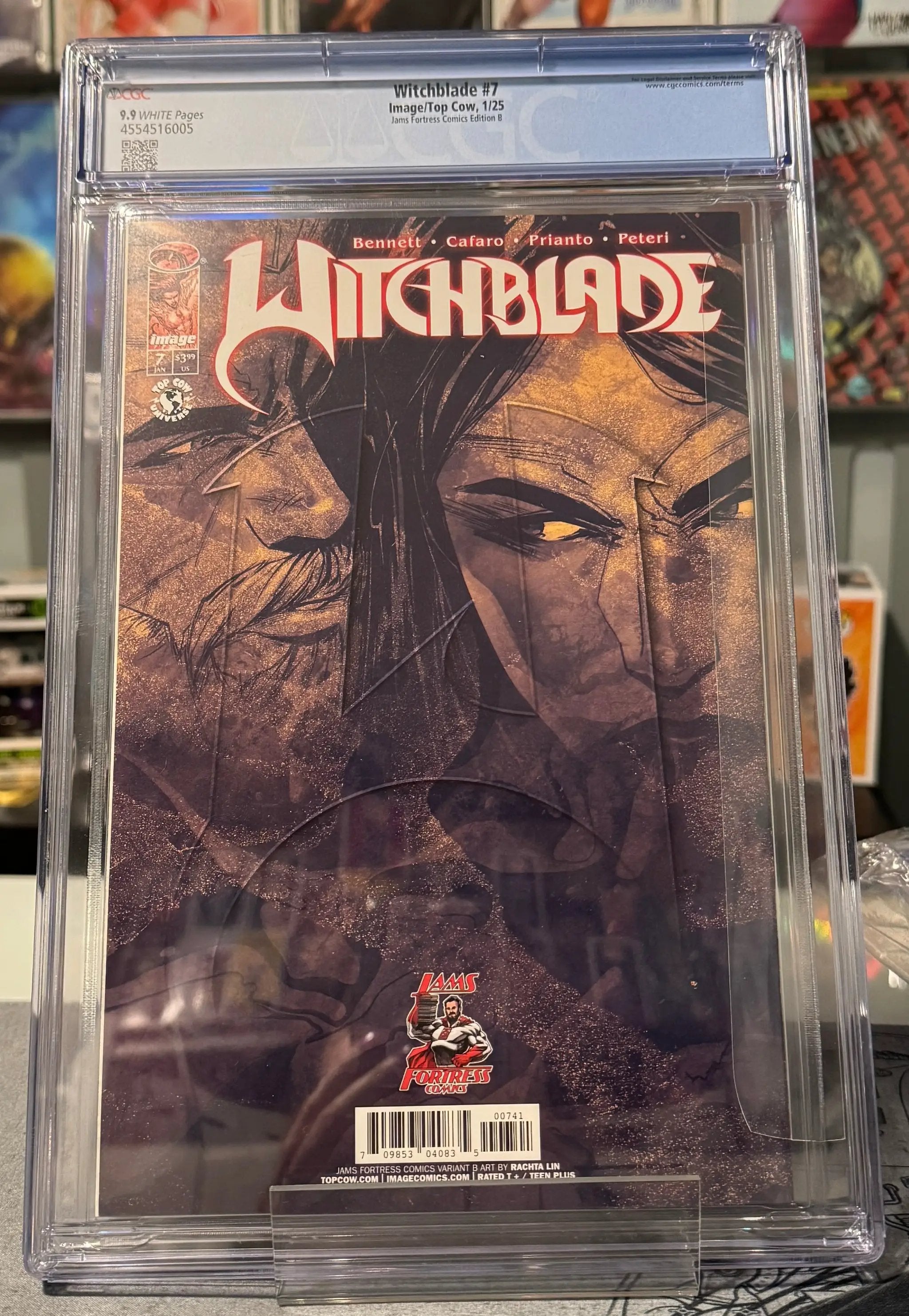 Comic book WITCHBLADE #7 Rachta Lin Color Splash from JAMS FORTRESS COMICS, CGC 9.9 grade, featuring vibrant cover art.